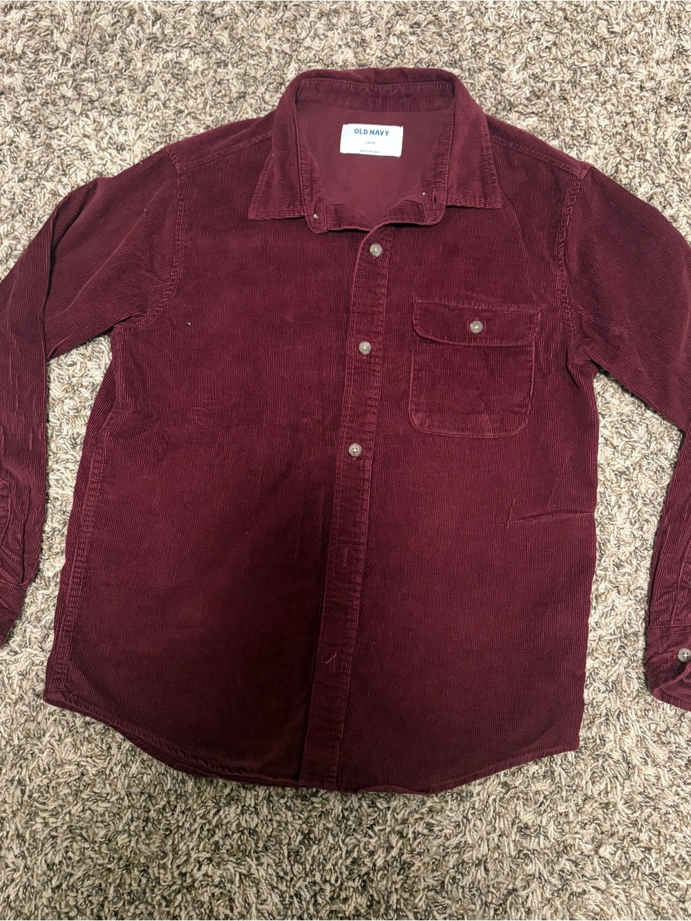 Boys Old Navy Burgundy Corduroy Button-Down Shirt